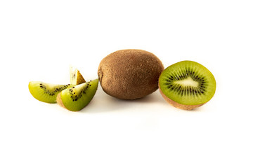 isolated kiwi sliced pieces of kiwi on a white background