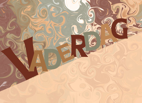 Vaderdag (Fathers day) on a marbled background in green and brown colors. Room for copy. 