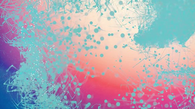 Beautiful moving particles on a colored background. 4K abstract background.