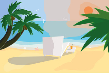 Obraz premium deck chair with a cocktail near the sea