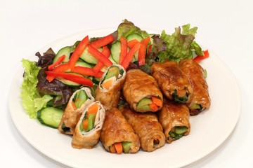 人参と小松菜と椎茸の肉巻き