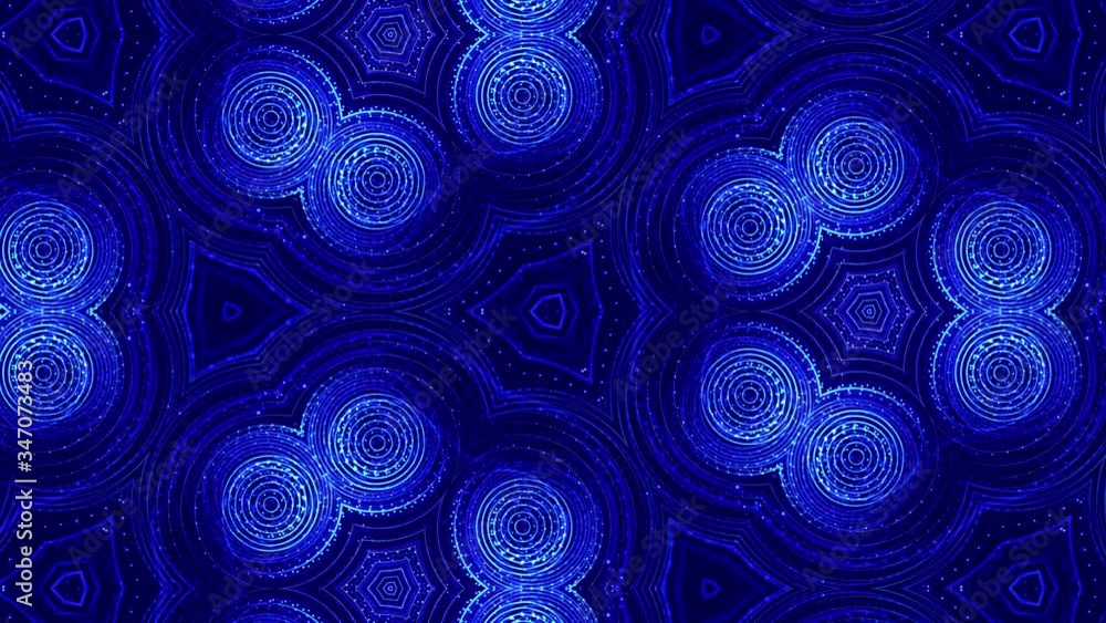 Poster abstract theme of microworld of nanotechnology. 4k looped sci-fi 3d background with glow blue partic