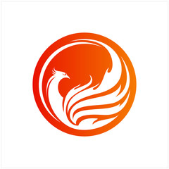 Flying Phoenix Fire Bird abstract Logo design vector template. Dove Eagle Logotype concept icon