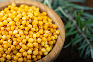 raw sea buckthorn on the table