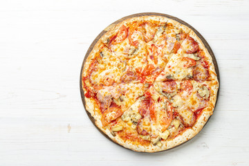 italian pizza on wooden background