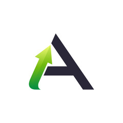 Initial letter A with arrow vector logo design, creative letter mark, business chart icon, company initial name