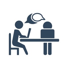 Group of business people working in office and talking. Flat icon design.
