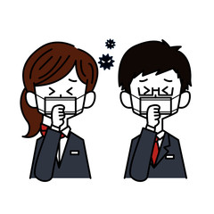 風邪をひいた接客業の男女