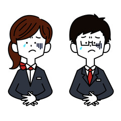体調不良の接客業の男女