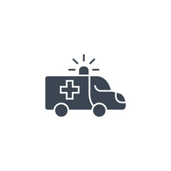 Ambulance Car related vector glyph icon. Isolated on white background. Vector illustration.
