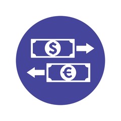 Currency exchange icon. Global money conversion sign. Finance, economy, banking concept.