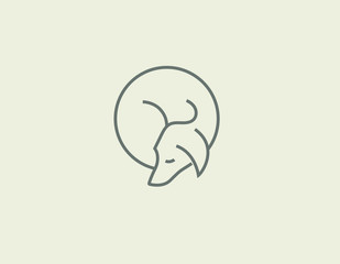 Minimalistic linear logo icon cute dog for veterinary clinic