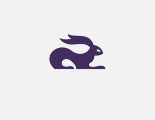 Minimalistic abstract purple hare logo icon for your company