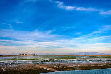 Sanctuary of Barbana in the lagoon of Grado, Italy