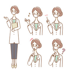 Female healthcare worker facial expression illustration set