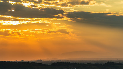 Sunset in the vineyards of Rosazzo after the storm
