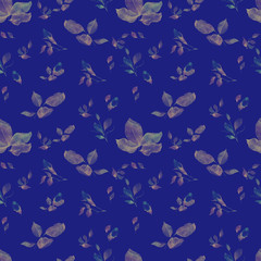 Seamless green leaf pattern. Hand drawn elegant leaves on white background
