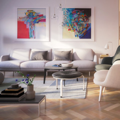 Contemporary Luxury Furnishing (focused) - 3d visualization