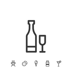wine bottle and glass icon vector illustration for website and graphic design