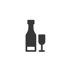 wine bottle and glass icon vector illustration for website and graphic design