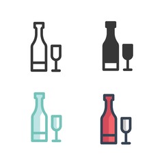 wine bottle and glass icon vector illustration for website and graphic design