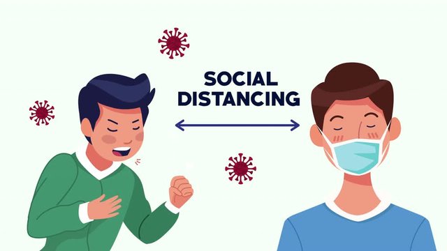 social distancing campaign with men characters