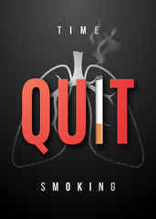 Quit Smoking placard with realistic cigarette. May 31 - World no tobacco day. No Smoking Day Awareness. Vector. Illustration.