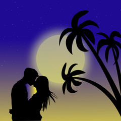 couple kissing in the moonlight. love is in the air