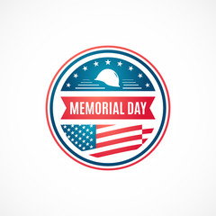 Memorial day retro badge with USA flag. Stock vector illustration.