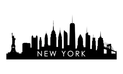 Fotobehang New York skyline silhouette. Black New York city design isolated on white background. © greens87