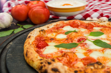 Great background for culinary themes, handmade pizza with margue