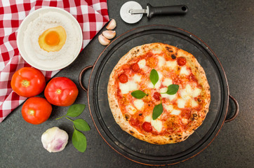 Great background for culinary themes, handmade pizza with margue