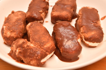 ice cream, syrniki, chocolate tworg, chocolate ice cream, chocolate, plate, food,