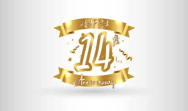 Anniversary celebration background. with the 14th number in gold and with the words golden anniversary celebration.