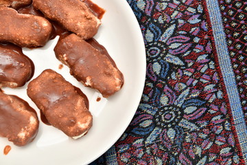 ice cream, syrniki, chocolate tworg, chocolate ice cream, chocolate, plate, food,