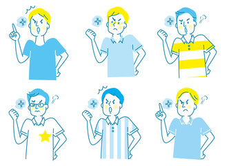 怒る　若い男性　私服　セット