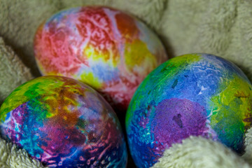 painted easter eggs on fabric