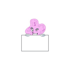 Sneaky tetracoccus cartoon character style hiding behind a board