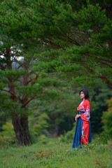 Portrait of girl in Japanese style costume