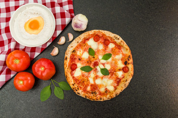 Great background for culinary themes, handmade pizza with margue