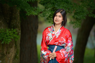 Portrait of girl in Japanese style costume