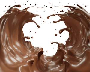 Chocolate andsplash  smooth abstract shapes , 3d illustration 3D Rendering