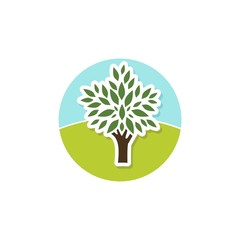 Green tree with leaves logo isolated on white background