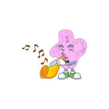 A brilliant musician of tetracoccus cartoon character playing a trumpet