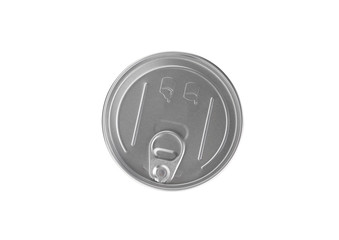 metal can lid on white background
