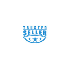 Vector illustration of trusted seller logo with stars and curved line isolated on white background perfect as sign that your shopping website or marketplace is reliable and trustworthy