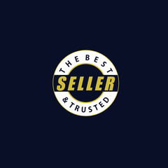 The best and trusted seller stamp vector design with gold and white color isolated on dark background perfect as sign that your shopping website or marketplace is reliable and trustworthy