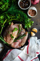 Oragnic food concept with vegetable and meat