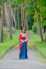 Obraz na płótnie Canvas Portrait of girl in Japanese style costume