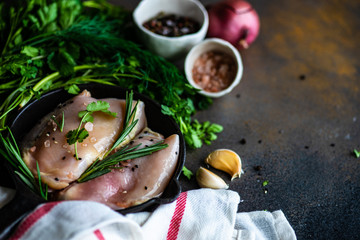 Oragnic food concept with vegetable and meat